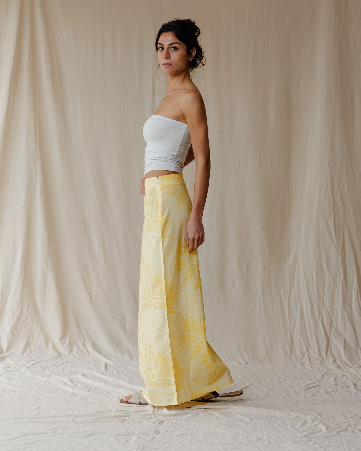 Antique Bloom Skirt In Butter Yellow