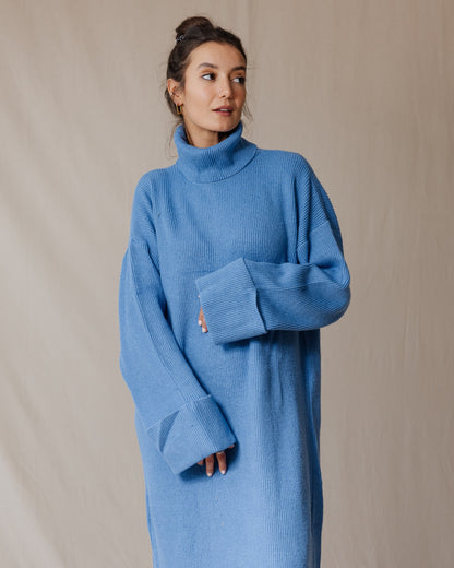 Robe en tricot chaud bleu