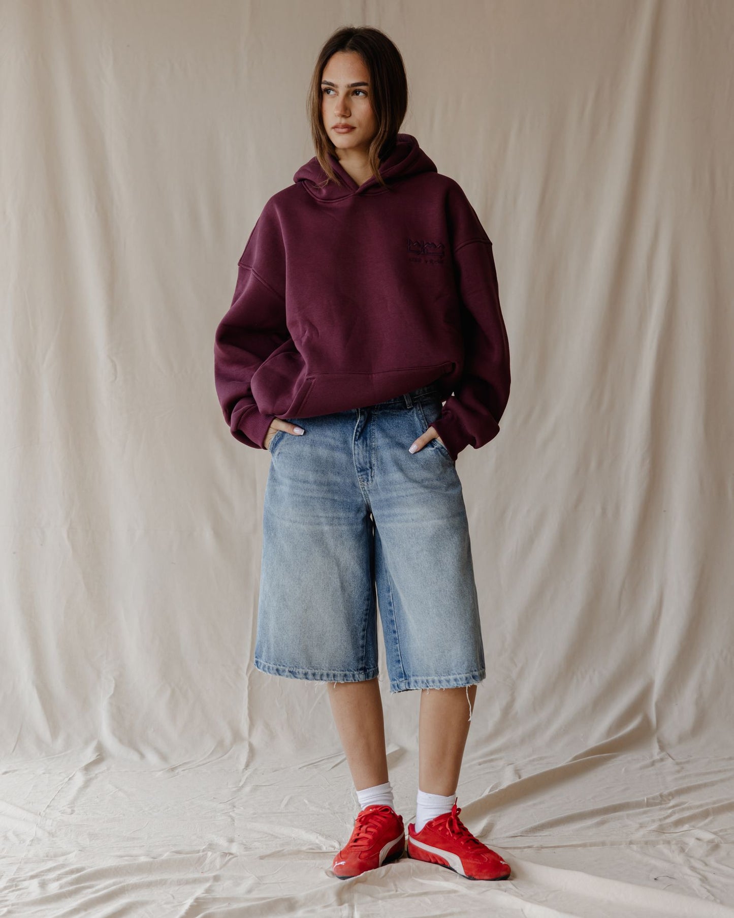 Sudadera con Capucha Palma Burdeos
