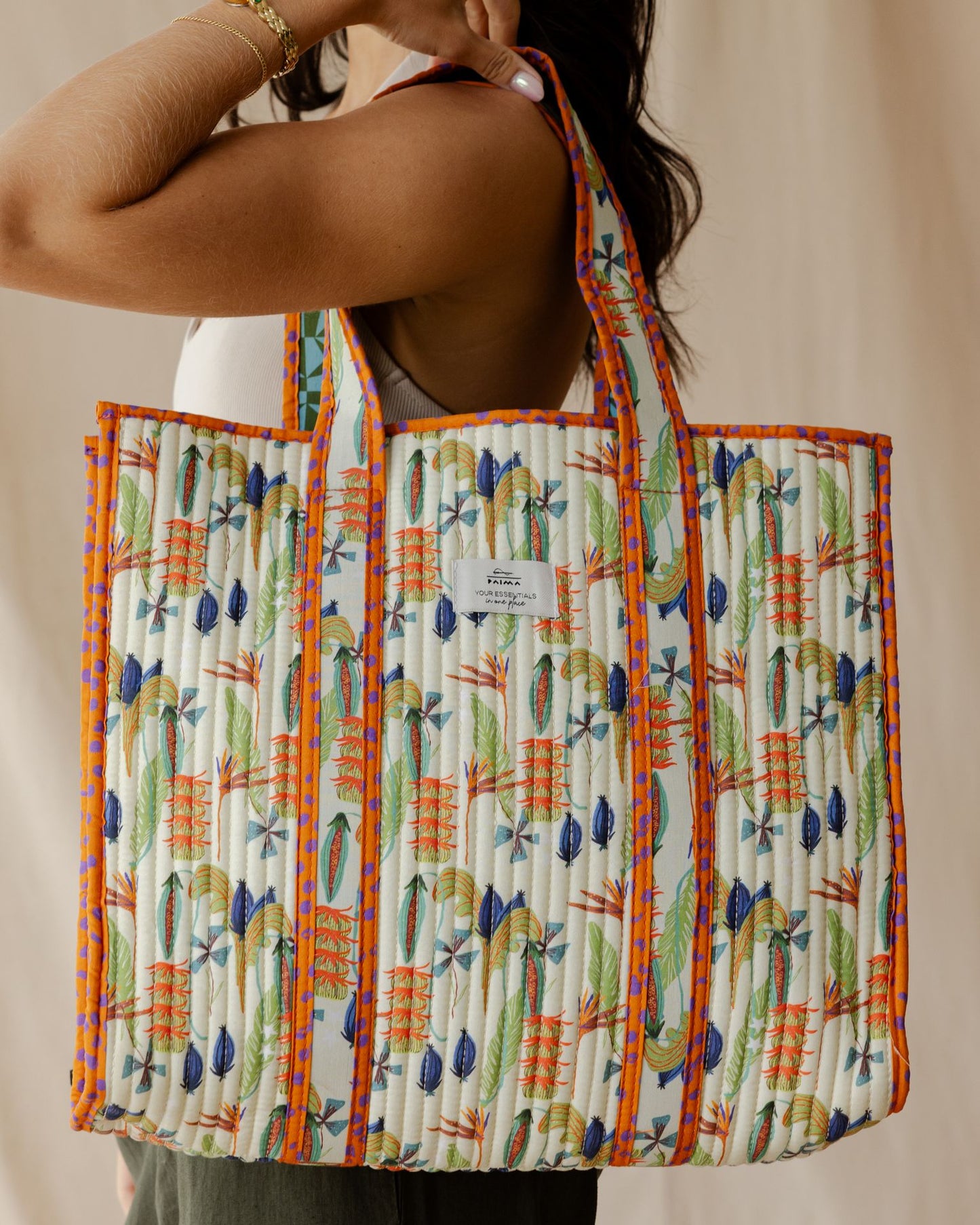 Eccentric Floral Quilted Tote Bag