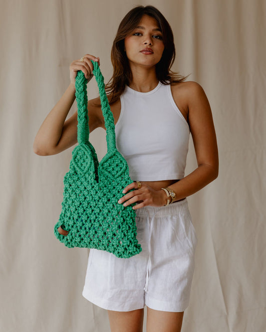 El bolso de crochet para todos los días en verde