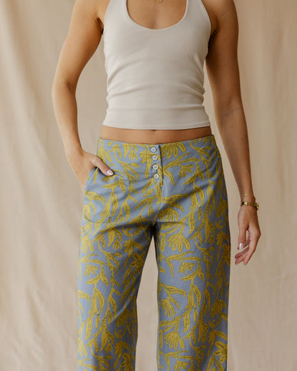 Garden Of Blue Linen Pants
