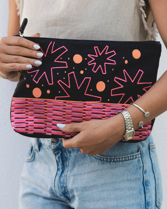 Confetti Party Embroidered Pouch