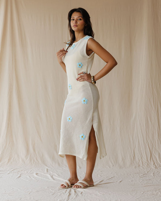 Abito Off-White Daisy Drift