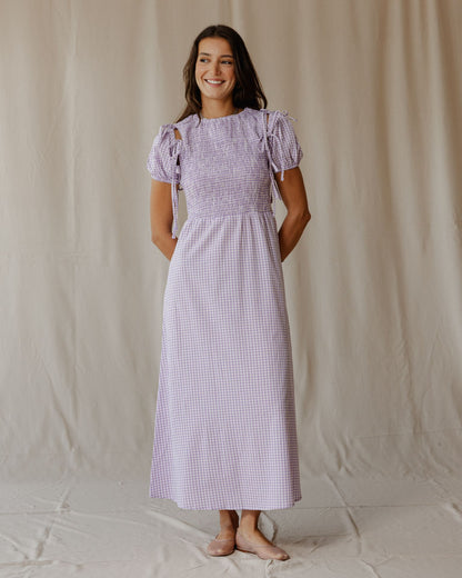 Robe violette pastel pique-nique
