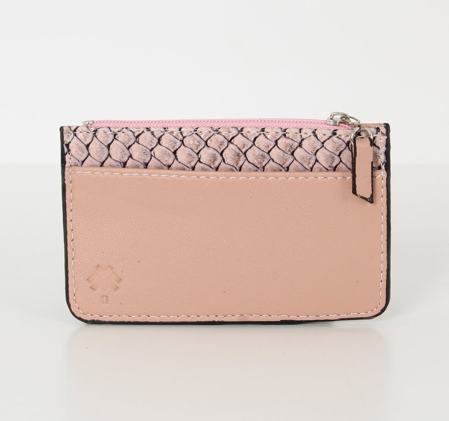 Porta carte in pelle di serpente rosa