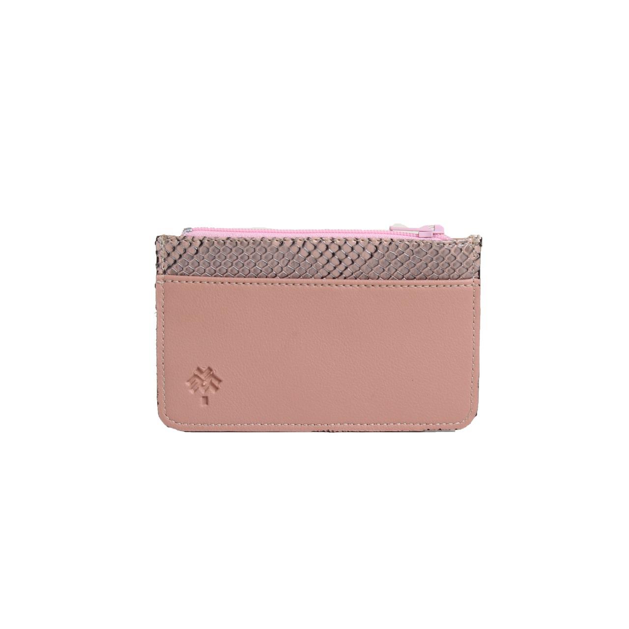 Porta carte in pelle di serpente rosa