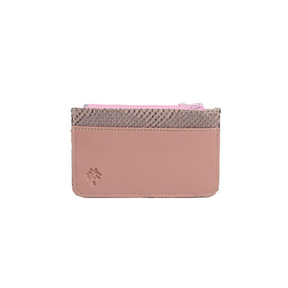 Porta carte in pelle di serpente rosa