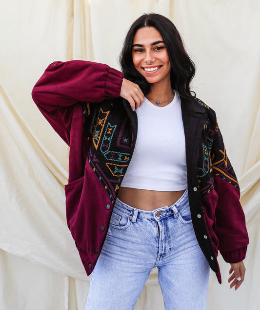 The Tribal Bomber Jacket Purple