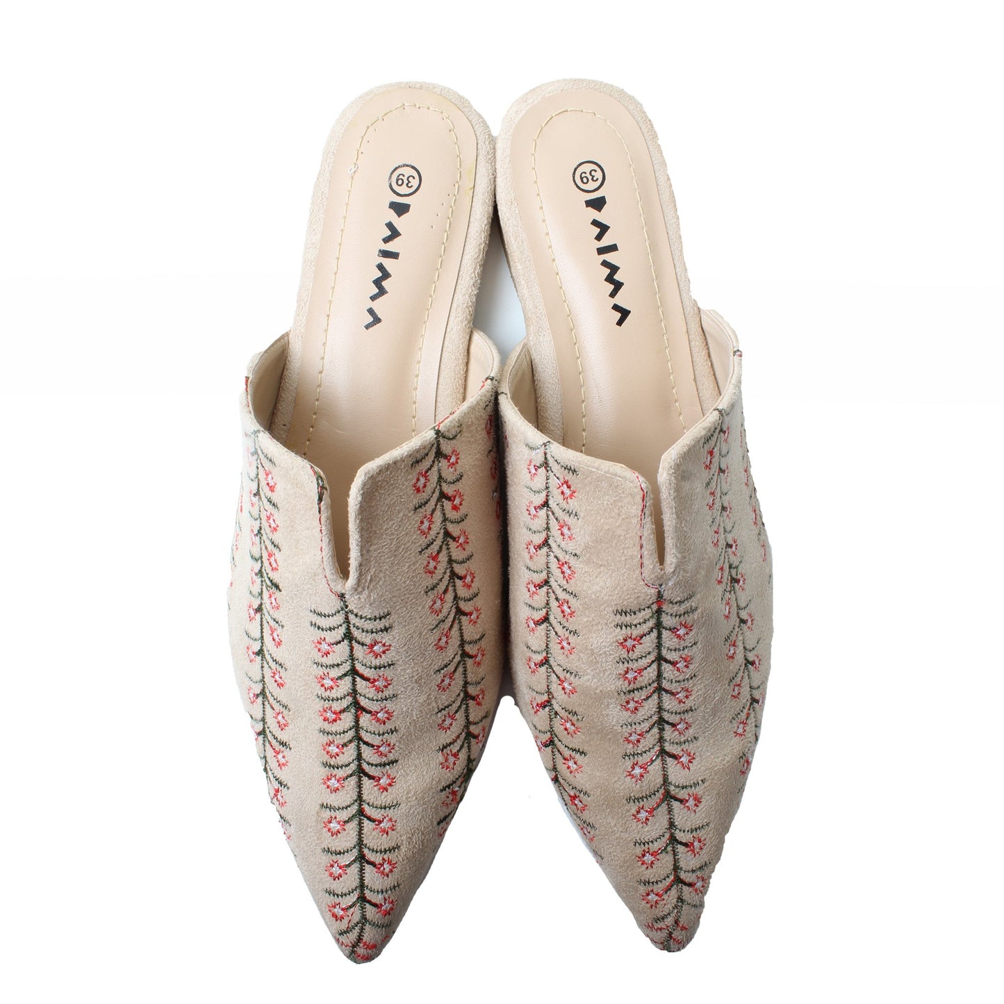 Mules puntiagudos beige lavanda