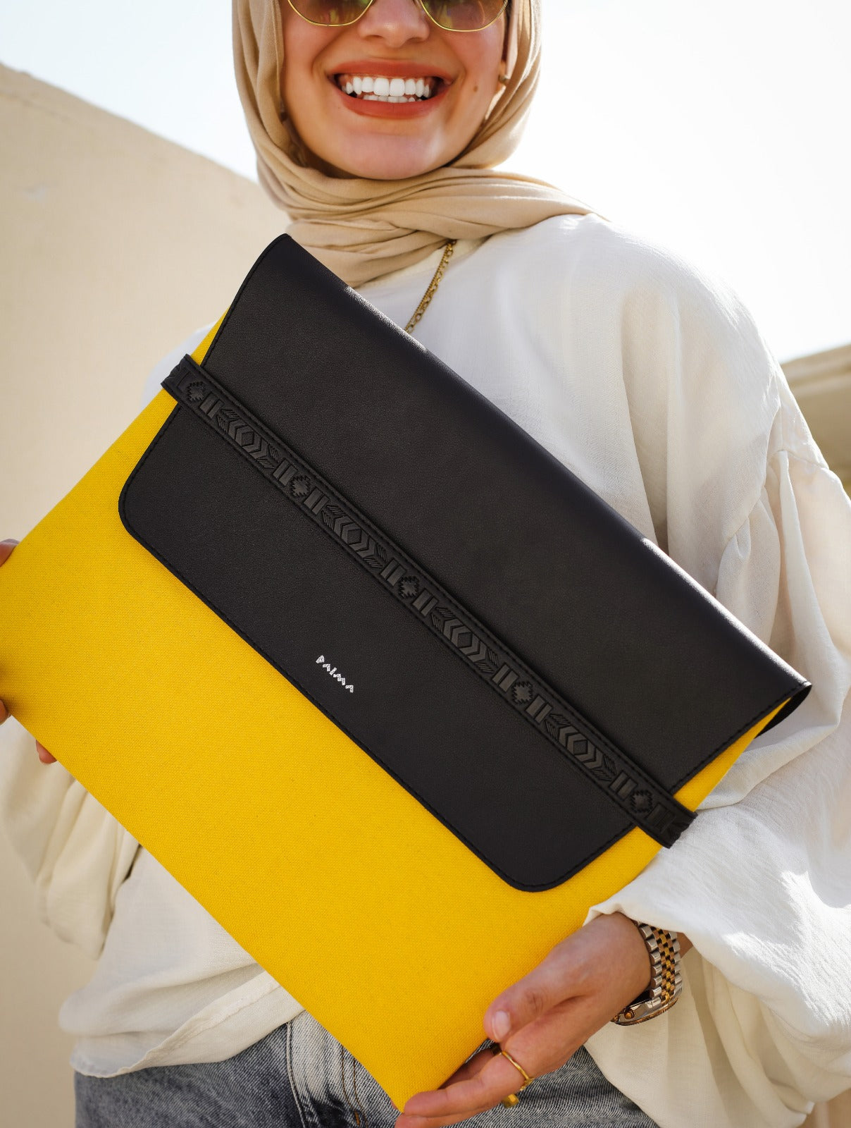 Housse Aztec pour ordinateur portable en jaune