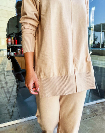 Conjunto de punto en beige