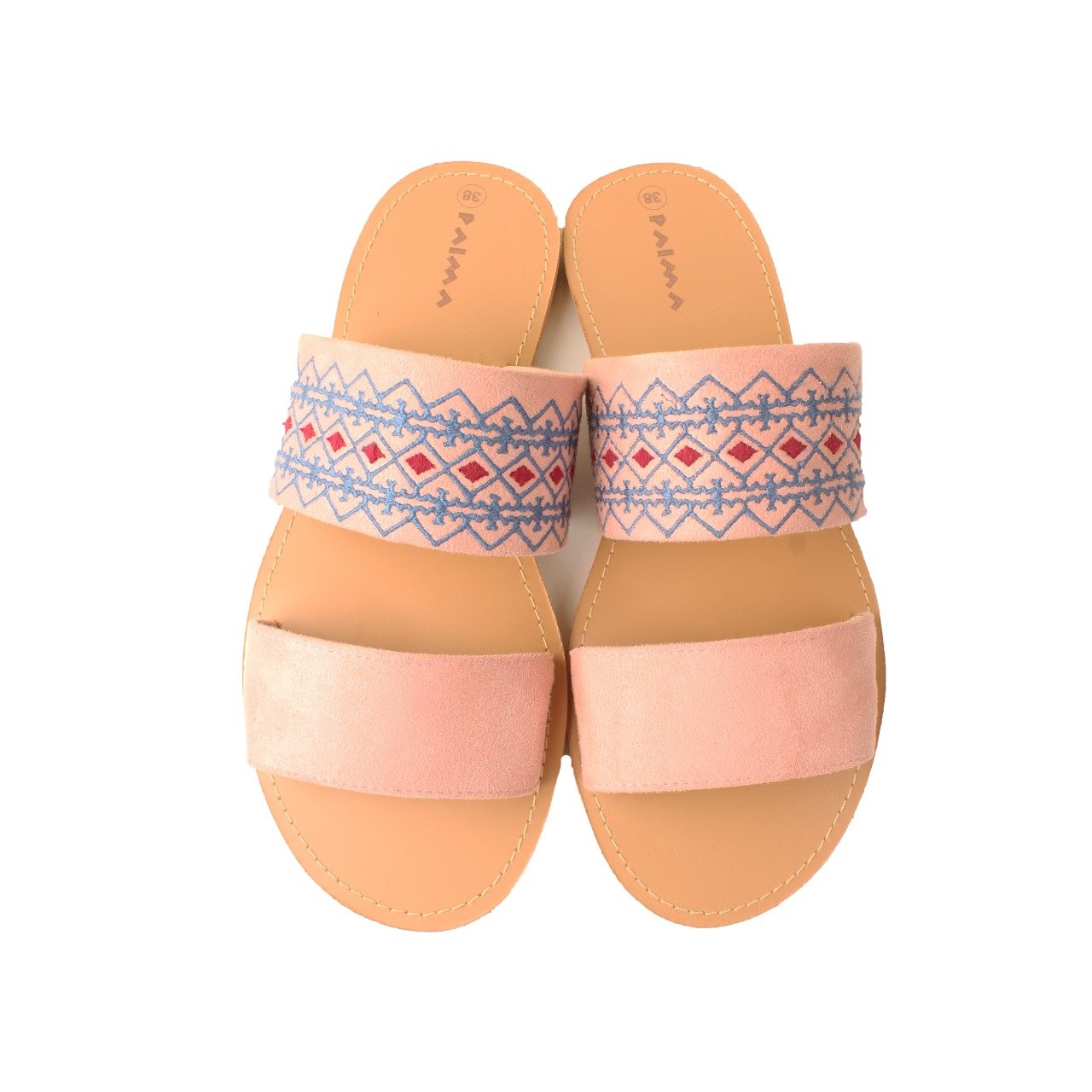 Sandalias bohemias rosas de dos tiras