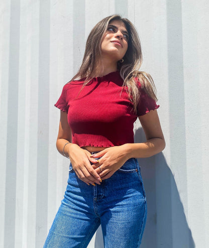 Crop Top de diario burdeos