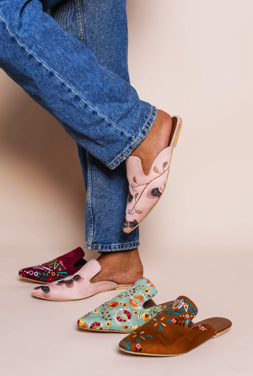 Mules Laberinto Geométrico Morado