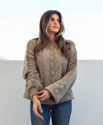 Pointelle Knit Sweater Cafe