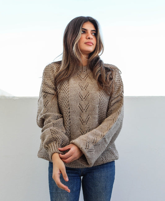 Pointelle Knit Sweater Cafe