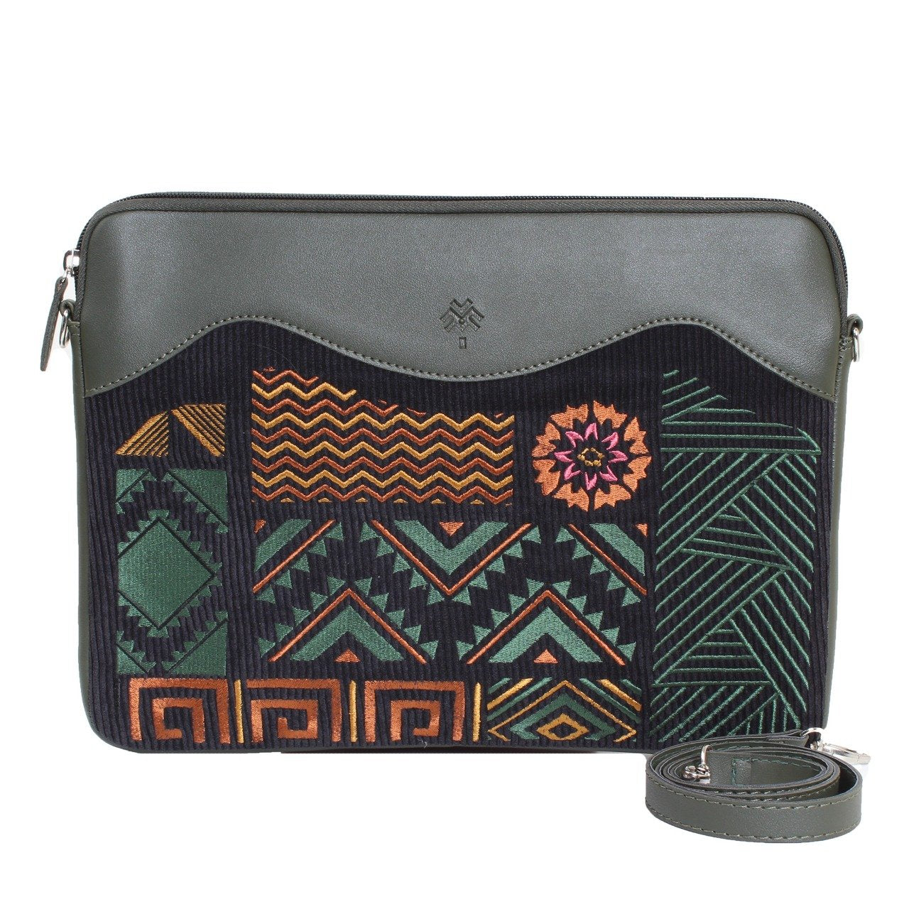 Funda geométrica para portátil color oliva