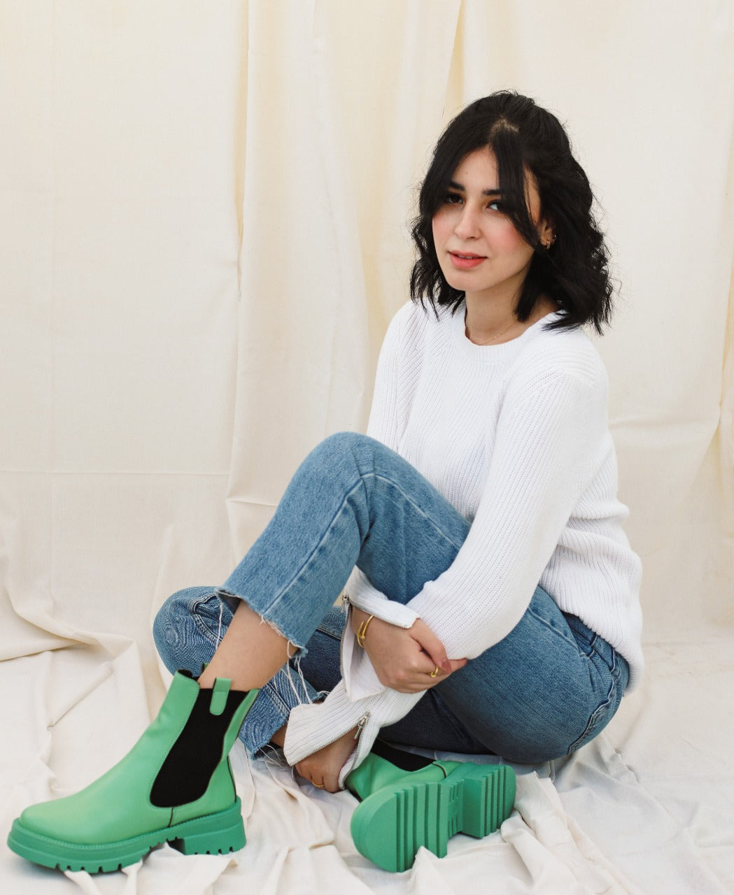 Os botins no verde caribenho
