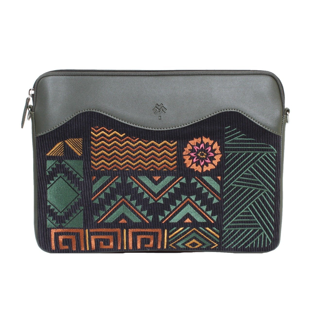 Funda geométrica para portátil color oliva