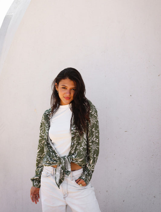 Cheetahs Under The Palms Shirt Olive