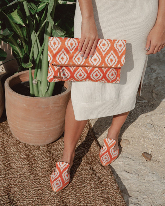 Inca x Palma Pointy Mules Piel de naranja