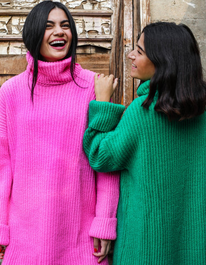 Jersey de cuello alto de gran tamaño verde
