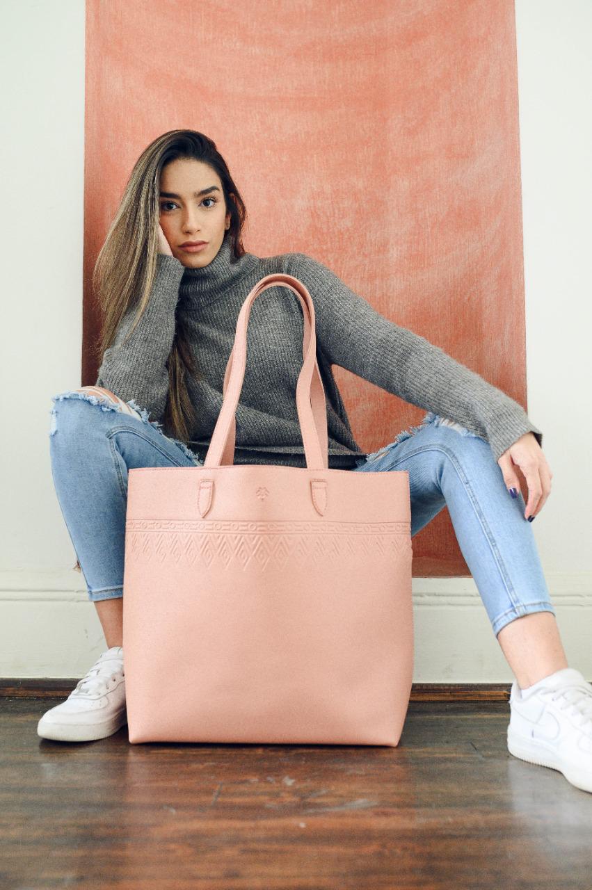 Couro Tote Tangle Rosa