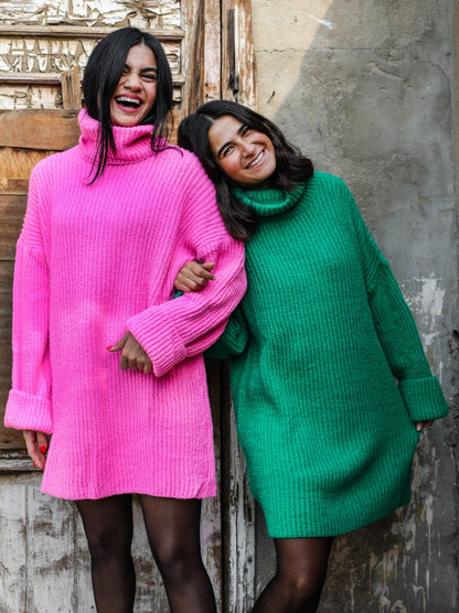Jersey de cuello alto de gran tamaño verde